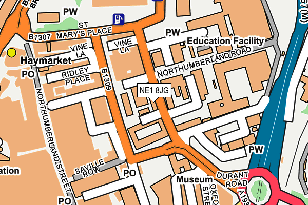 NE1 8JG map - OS OpenMap – Local (Ordnance Survey)