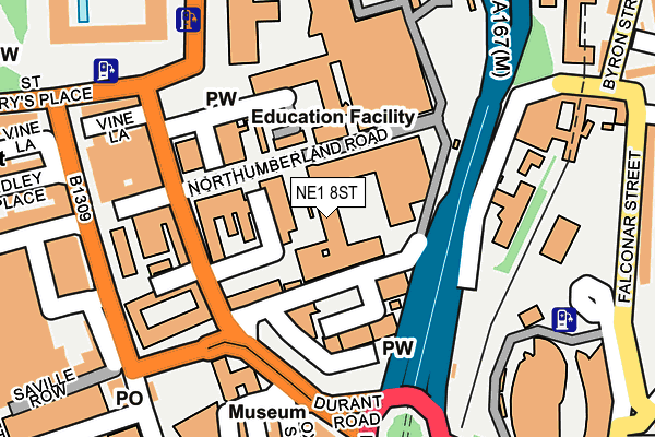 NE1 8ST map - OS OpenMap – Local (Ordnance Survey)