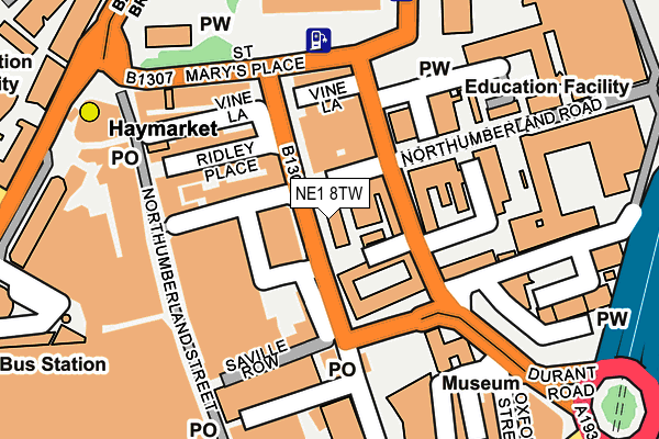 NE1 8TW map - OS OpenMap – Local (Ordnance Survey)