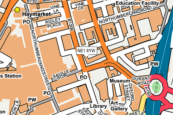 NE1 8YW map - OS OpenMap – Local (Ordnance Survey)