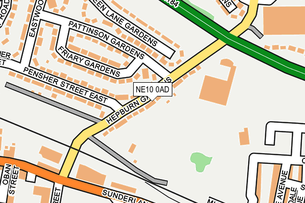 NE10 0AD map - OS OpenMap – Local (Ordnance Survey)