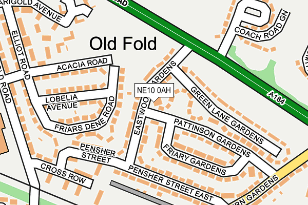 NE10 0AH map - OS OpenMap – Local (Ordnance Survey)