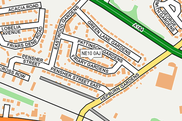 NE10 0AJ map - OS OpenMap – Local (Ordnance Survey)