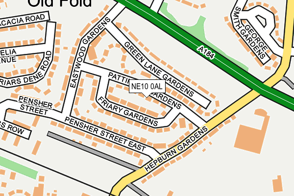 NE10 0AL map - OS OpenMap – Local (Ordnance Survey)