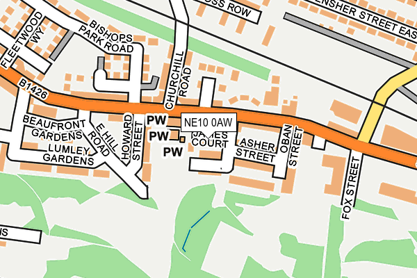 NE10 0AW map - OS OpenMap – Local (Ordnance Survey)
