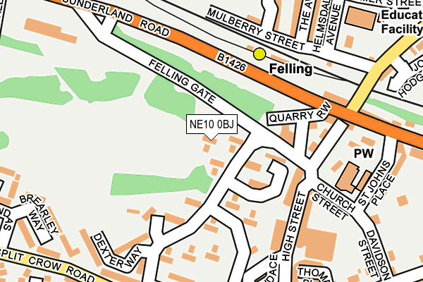 NE10 0BJ map - OS OpenMap – Local (Ordnance Survey)