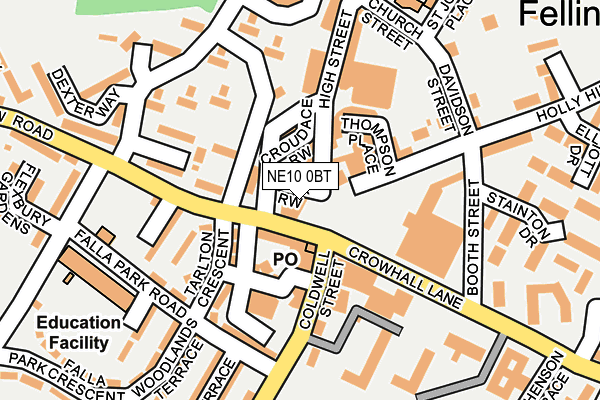 NE10 0BT map - OS OpenMap – Local (Ordnance Survey)