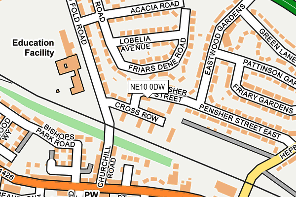 NE10 0DW map - OS OpenMap – Local (Ordnance Survey)