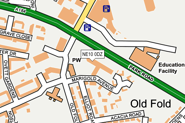 NE10 0DZ map - OS OpenMap – Local (Ordnance Survey)