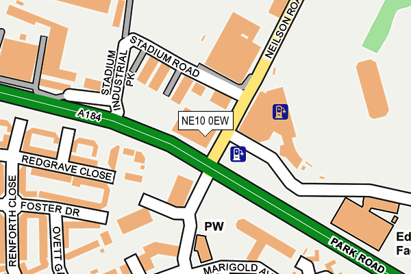 NE10 0EW map - OS OpenMap – Local (Ordnance Survey)