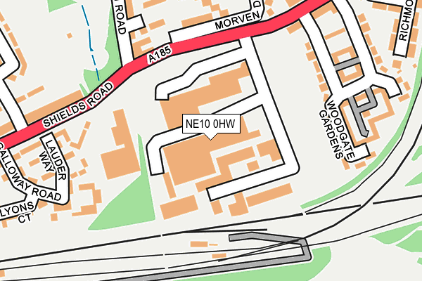 NE10 0HW map - OS OpenMap – Local (Ordnance Survey)