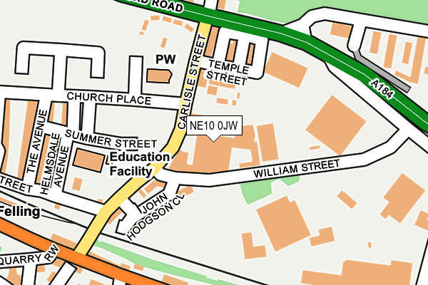 NE10 0JW map - OS OpenMap – Local (Ordnance Survey)