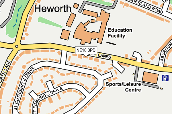 NE10 0PD map - OS OpenMap – Local (Ordnance Survey)