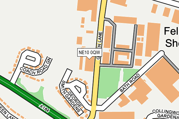 NE10 0QW map - OS OpenMap – Local (Ordnance Survey)