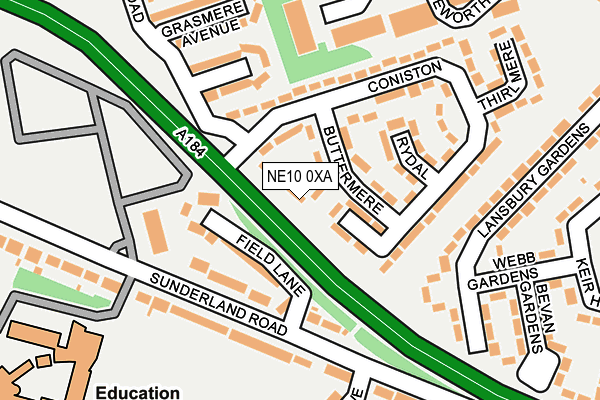 NE10 0XA map - OS OpenMap – Local (Ordnance Survey)