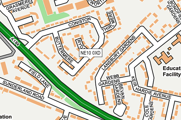 NE10 0XD map - OS OpenMap – Local (Ordnance Survey)