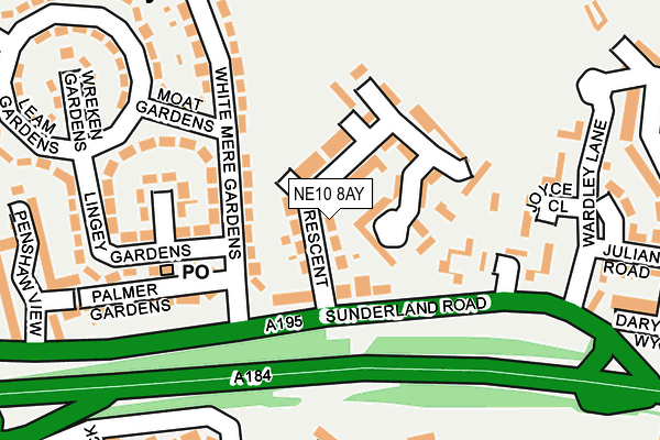 NE10 8AY map - OS OpenMap – Local (Ordnance Survey)