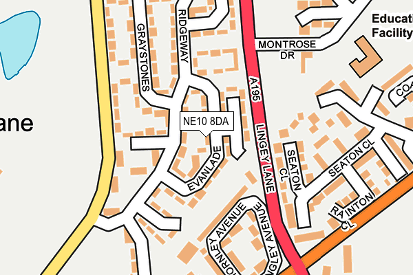 NE10 8DA map - OS OpenMap – Local (Ordnance Survey)