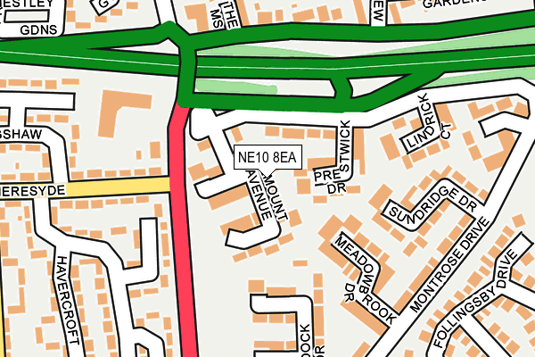 NE10 8EA map - OS OpenMap – Local (Ordnance Survey)