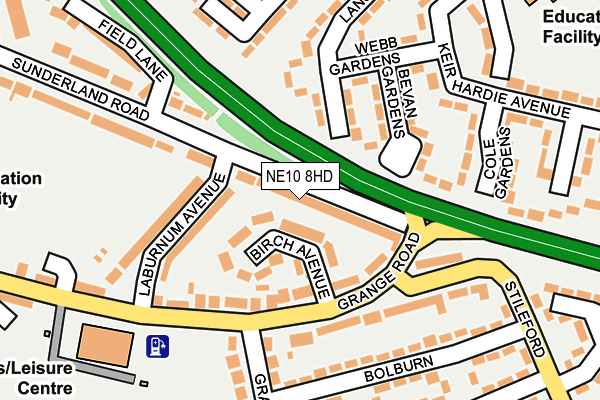 NE10 8HD map - OS OpenMap – Local (Ordnance Survey)