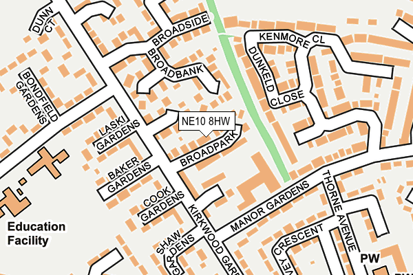 NE10 8HW map - OS OpenMap – Local (Ordnance Survey)