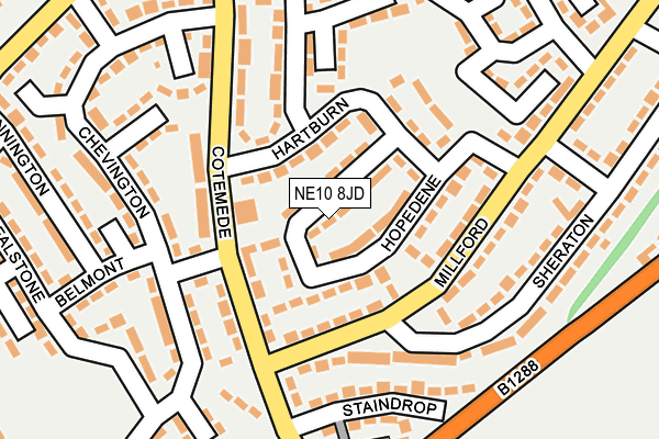 NE10 8JD map - OS OpenMap – Local (Ordnance Survey)