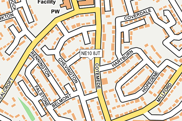 NE10 8JT map - OS OpenMap – Local (Ordnance Survey)