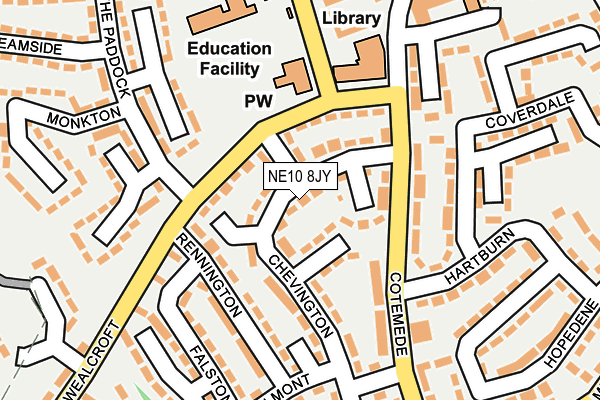 NE10 8JY map - OS OpenMap – Local (Ordnance Survey)