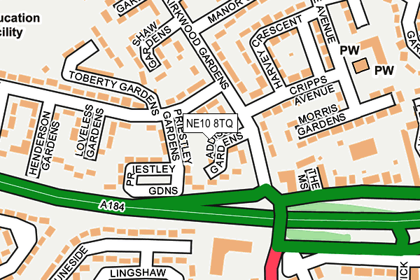 NE10 8TQ map - OS OpenMap – Local (Ordnance Survey)