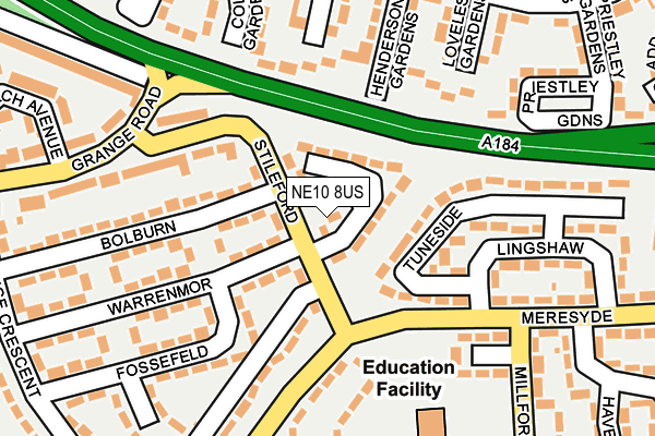 NE10 8US map - OS OpenMap – Local (Ordnance Survey)