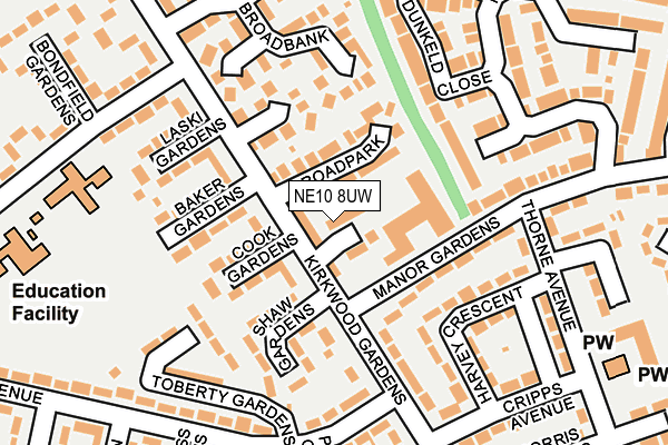 NE10 8UW map - OS OpenMap – Local (Ordnance Survey)