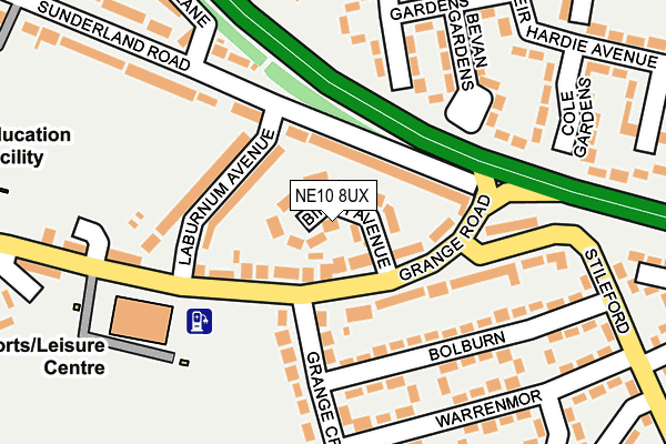 NE10 8UX map - OS OpenMap – Local (Ordnance Survey)