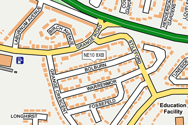 NE10 8XB map - OS OpenMap – Local (Ordnance Survey)