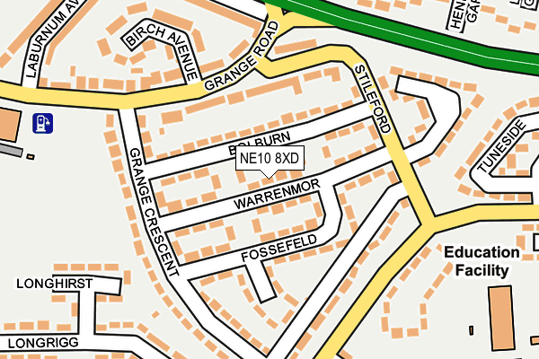 NE10 8XD map - OS OpenMap – Local (Ordnance Survey)