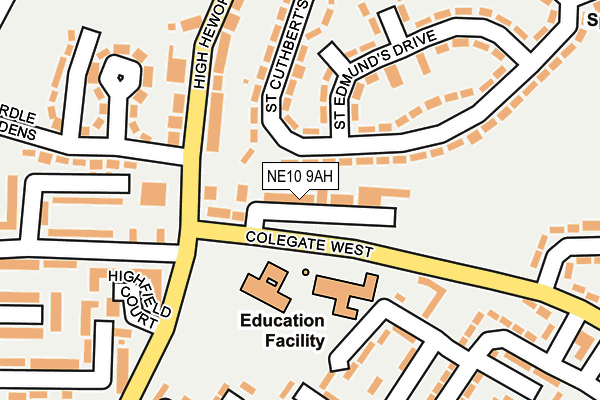 NE10 9AH map - OS OpenMap – Local (Ordnance Survey)