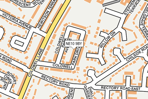 NE10 9BY map - OS OpenMap – Local (Ordnance Survey)