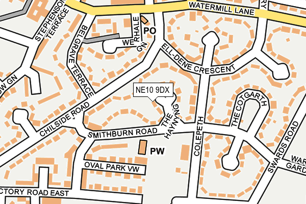 NE10 9DX map - OS OpenMap – Local (Ordnance Survey)