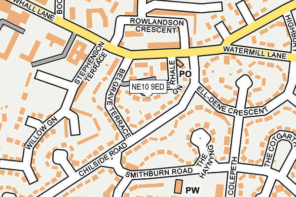 NE10 9ED map - OS OpenMap – Local (Ordnance Survey)