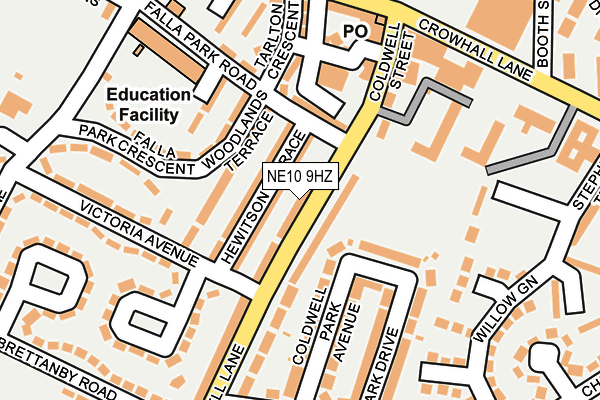 NE10 9HZ map - OS OpenMap – Local (Ordnance Survey)