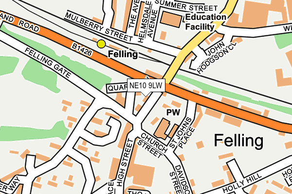 NE10 9LW map - OS OpenMap – Local (Ordnance Survey)