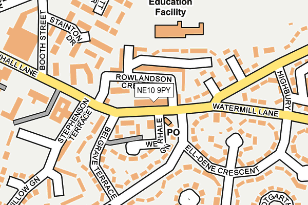 NE10 9PY map - OS OpenMap – Local (Ordnance Survey)