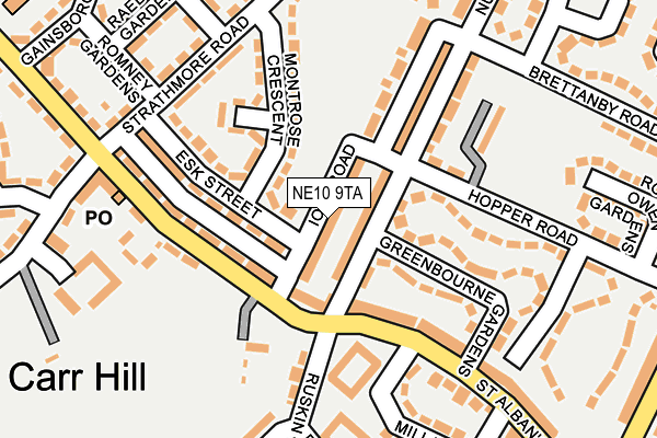 NE10 9TA map - OS OpenMap – Local (Ordnance Survey)