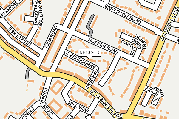NE10 9TD map - OS OpenMap – Local (Ordnance Survey)