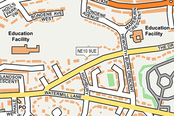 NE10 9UE map - OS OpenMap – Local (Ordnance Survey)