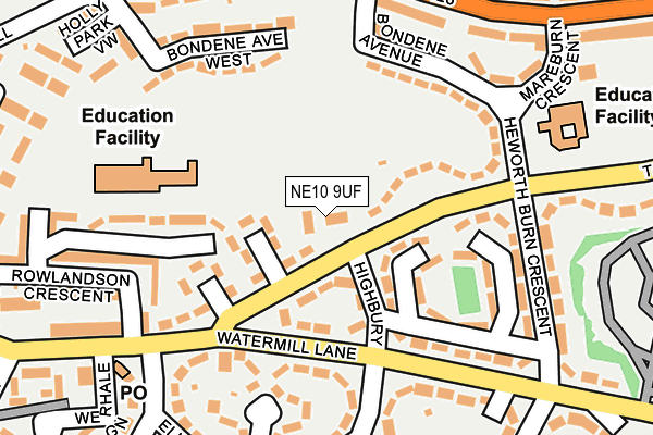 NE10 9UF map - OS OpenMap – Local (Ordnance Survey)