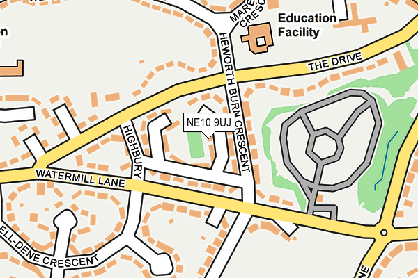 NE10 9UJ map - OS OpenMap – Local (Ordnance Survey)