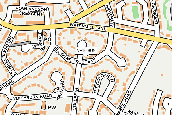 NE10 9UN map - OS OpenMap – Local (Ordnance Survey)