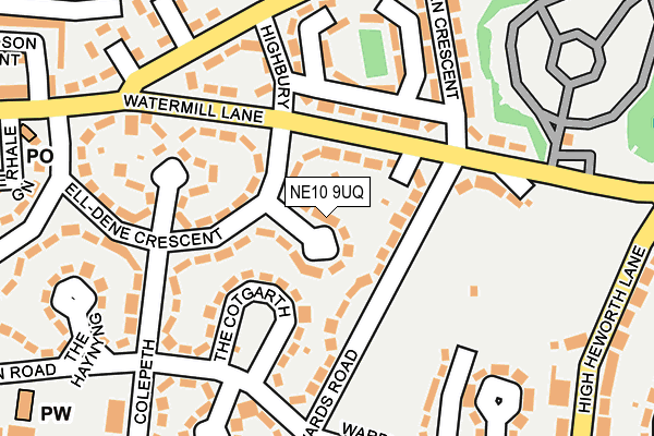 NE10 9UQ map - OS OpenMap – Local (Ordnance Survey)