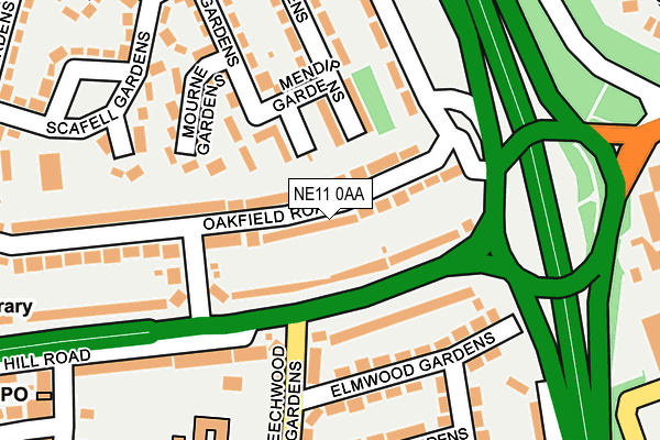 NE11 0AA map - OS OpenMap – Local (Ordnance Survey)