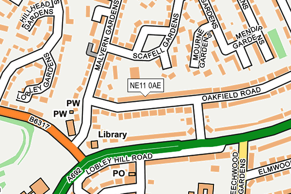 NE11 0AE map - OS OpenMap – Local (Ordnance Survey)